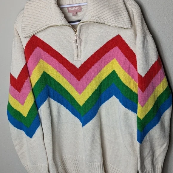 Show Me Your Mumu Weston Half Zip Pullover Womens Small Sweater Shirt - Picture 2 of 13